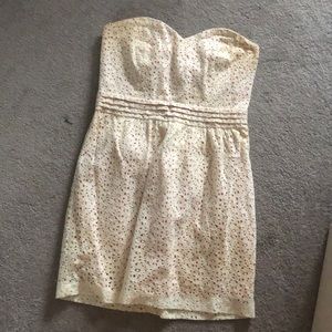 White eyelet sweetheart neckline dress